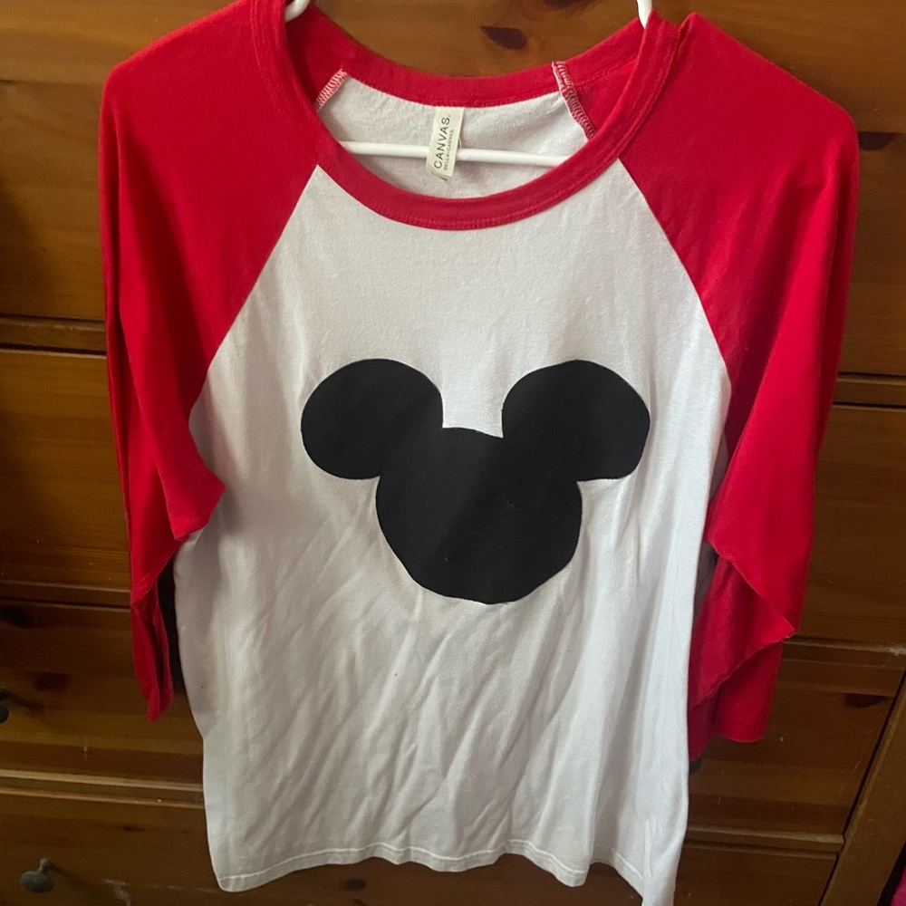 Disney Red and White Mickey Mouse Long Sleeve Shirt